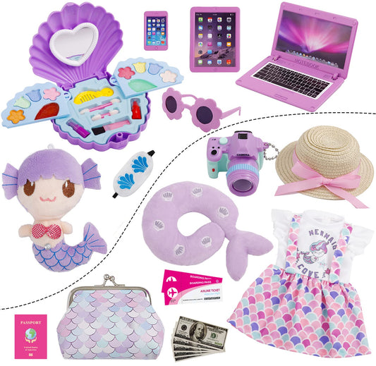 Srua Don 21-piece doll travel accessories kit for creative play.