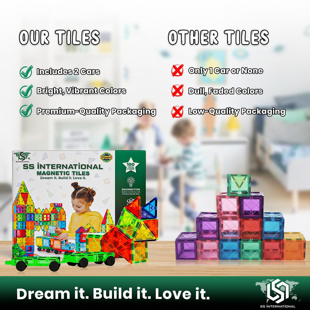 SS INTERNATIONAL durable magnetic tiles with smooth edges support daily building.