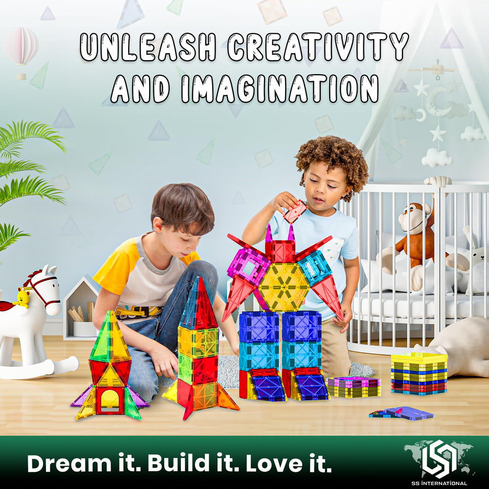 SS INTERNATIONAL large magnetic tiles stack easily to build towers and walls for steady play.
