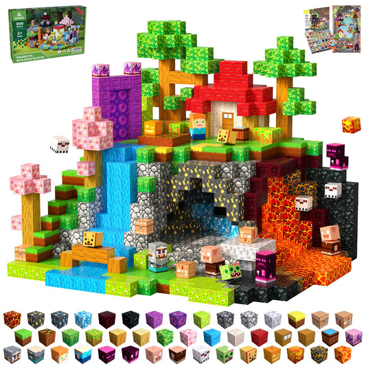 SSAWER 300-pcs magnetic blocks in a box inspire creative construction and screen-free fun.