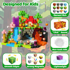 SSAWER colorful ABS magnetic blocks closeup show durable, safe material for ages 3 and up.