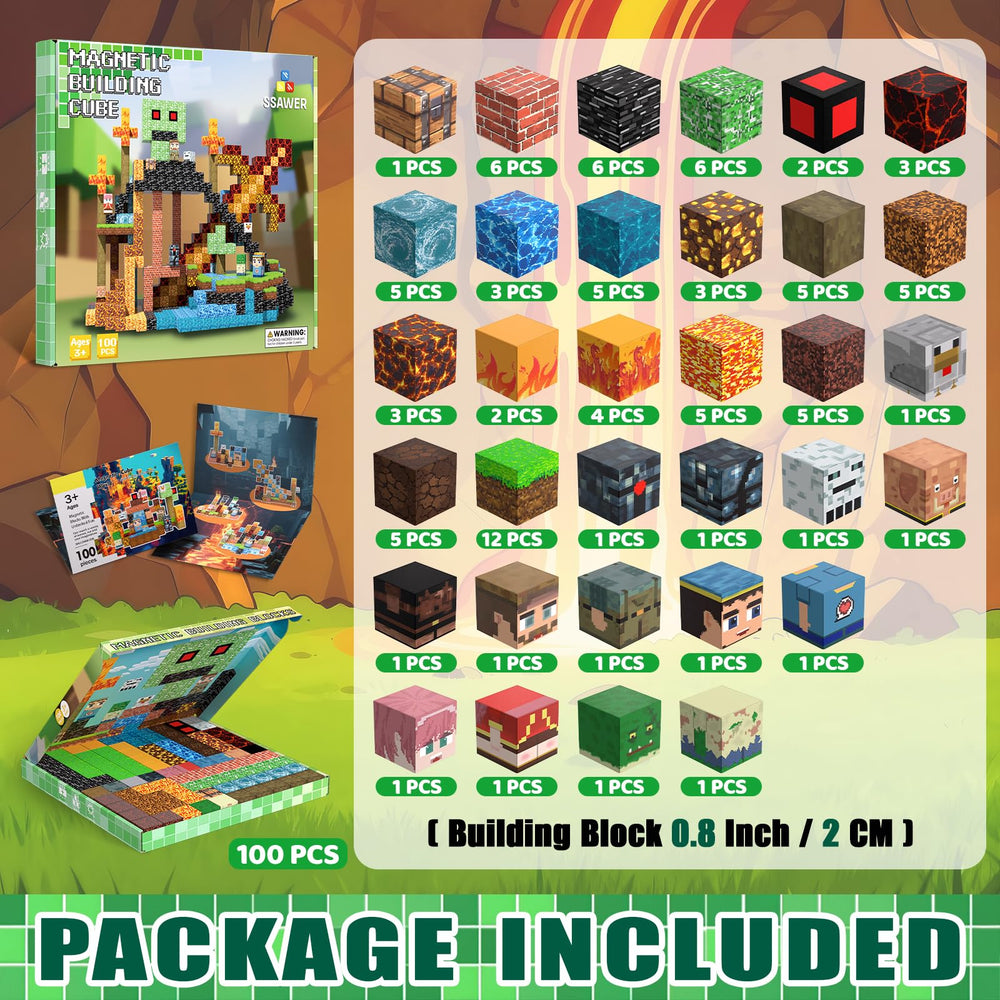 SSAWER 100-piece kit laid out as colorful bricks for open-ended play.