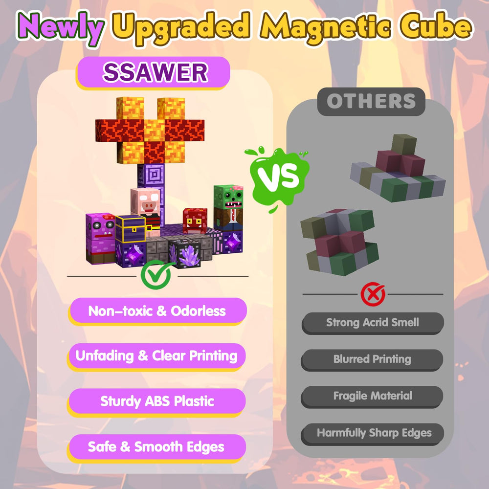 SSAWER blocks with eight magnetic contact points for stronger, steadier builds.