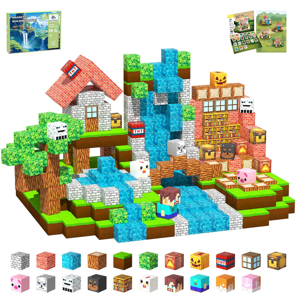 SSAWER forest house magnetic blocks 48pcs for imaginative construction.