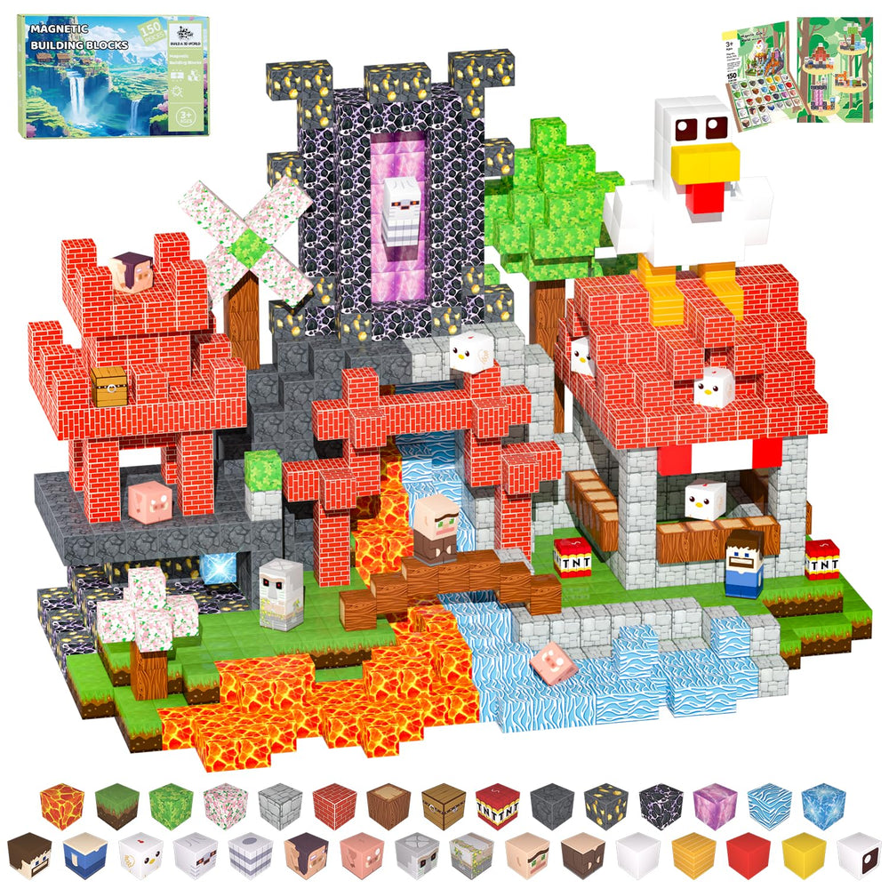 SSAWER magnetic blocks 150-piece set for colorful construction and STEM play.