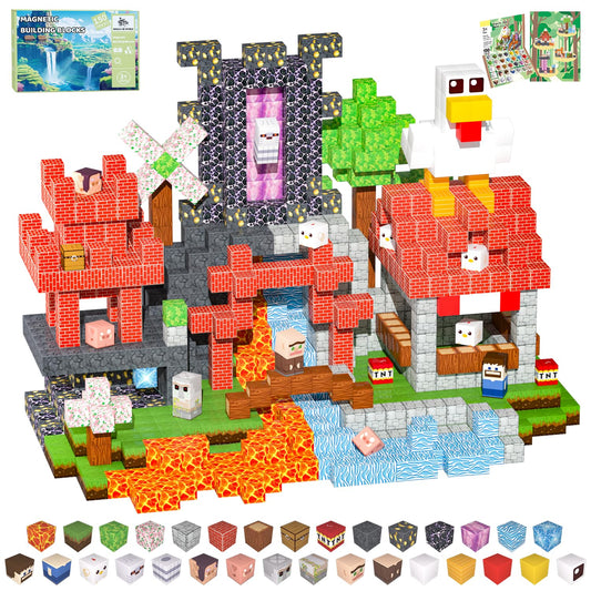 SSAWER magnetic blocks 150-piece set for colorful construction and STEM play.