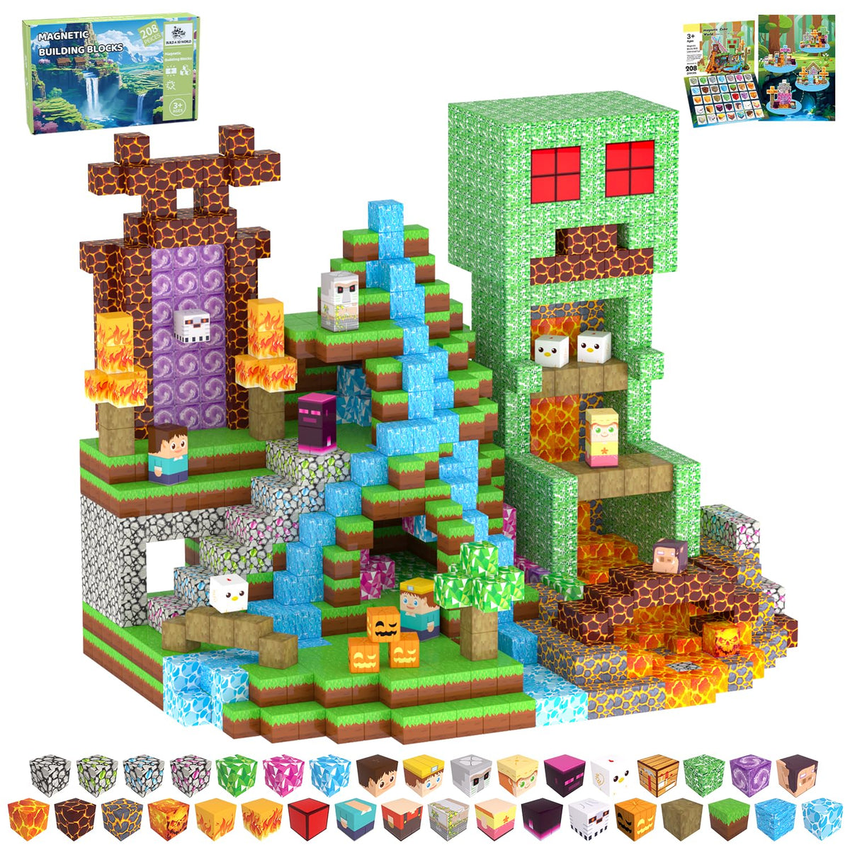 SSAWER Magnetic Blocks 208pcs enable imaginative building and STEM exploration.