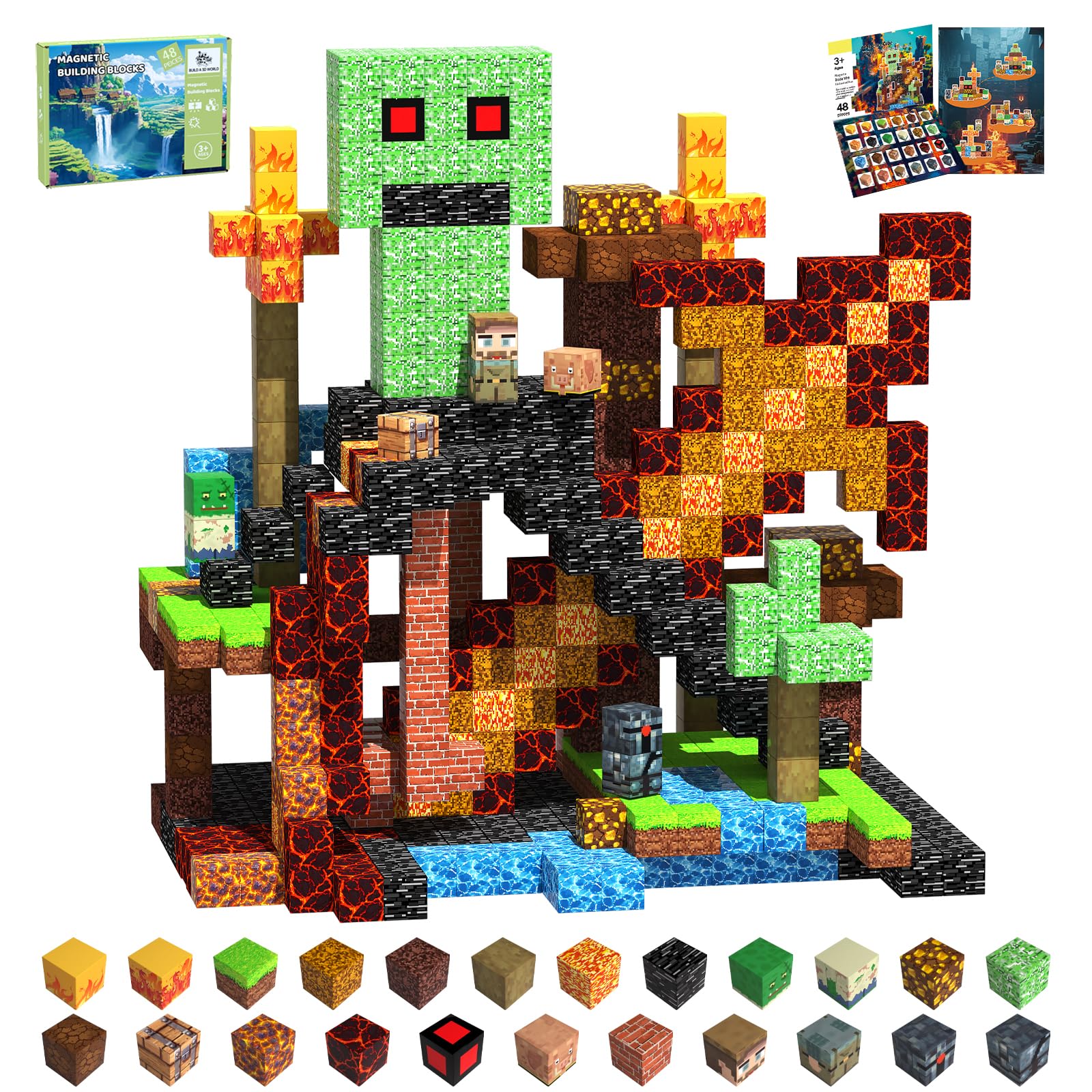 SSAWER magnetic blocks 48-piece set boosts creativity for kids