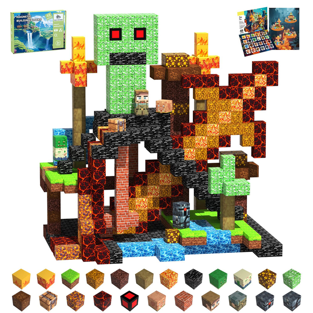 SSAWER magnetic blocks 48-piece set boosts creativity for kids