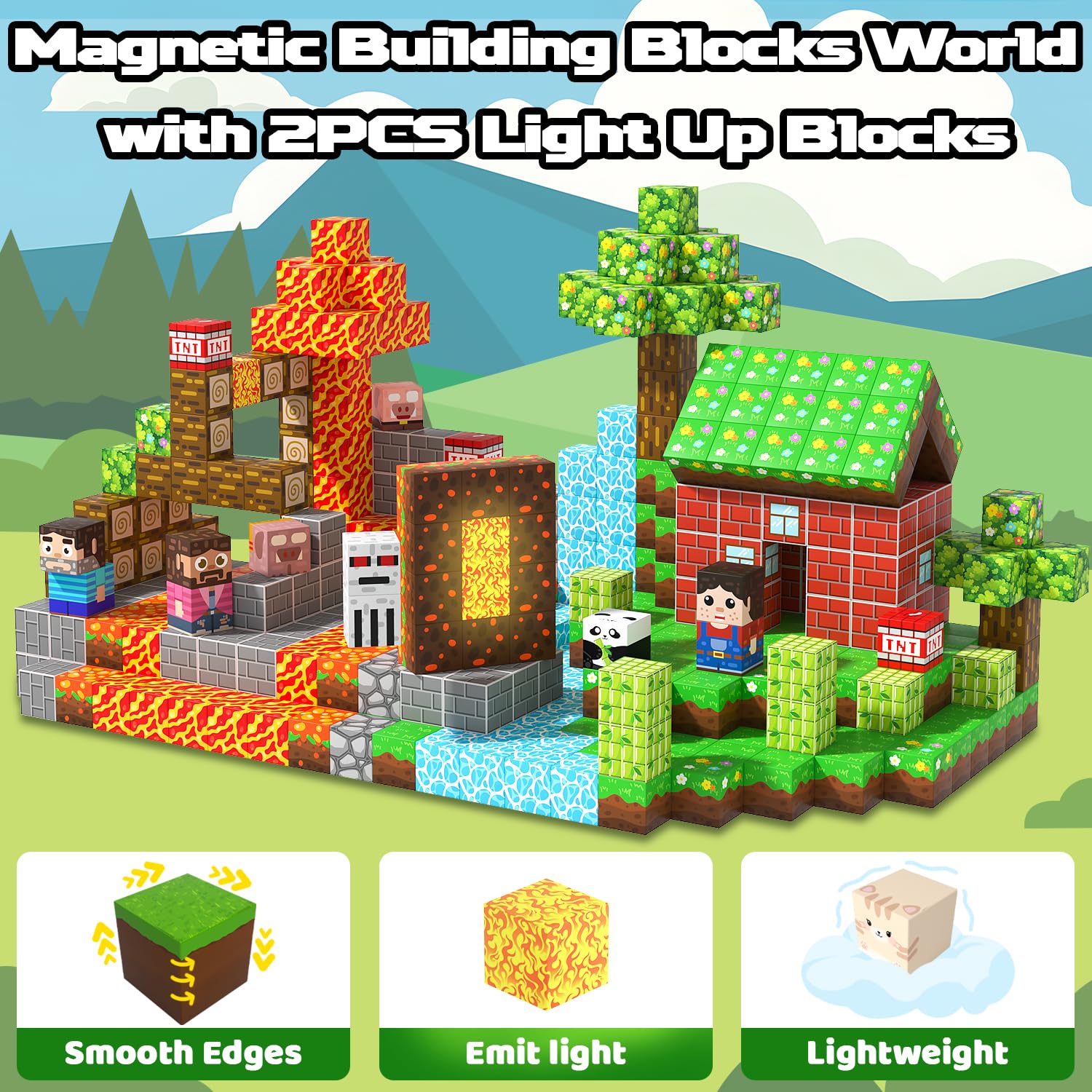SSAWER Magnetic Blocks feature bright colors to attract kids during engineering play