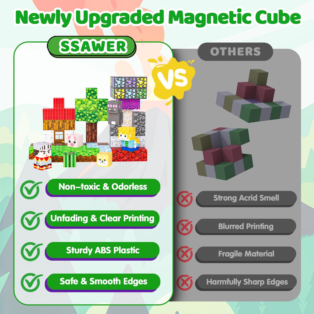 SSAWER Magnetic Blocks durable ABS material ensures safe play.