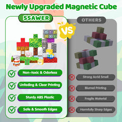 SSAWER Magnetic Blocks durable ABS material ensures safe play.