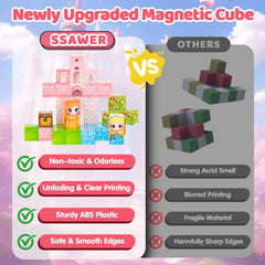 SSAWER magnetic blocks engaged a child building a colorful castle, fostering concentration and creativity.