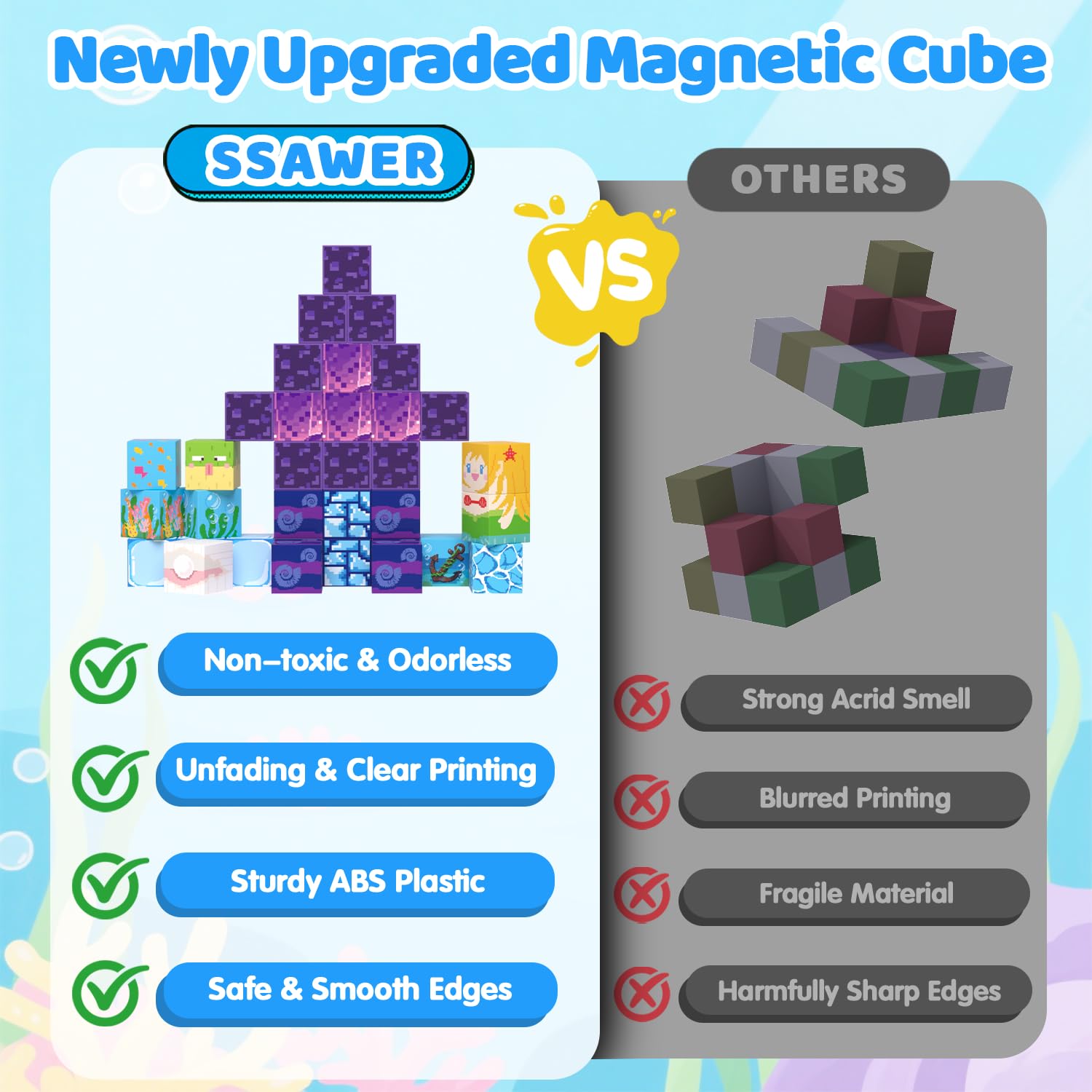 SSAWER Magnetic Blocks open-ended play sparks problem solving and creativity.