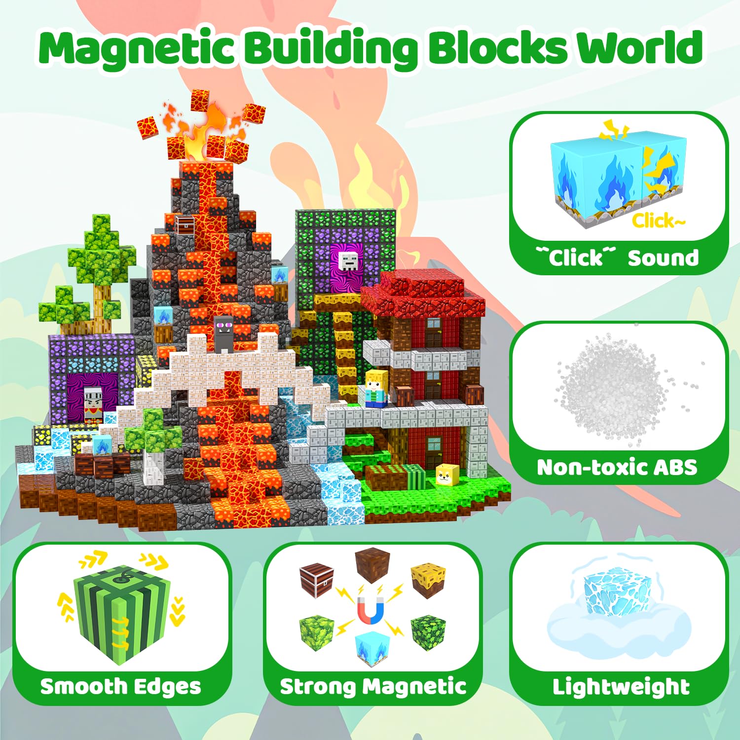 SSAWER Magnetic Blocks STEM learning through color and interlocking shapes.