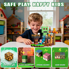 Young learners explore STEM through colorful blocks and hands-on construction.