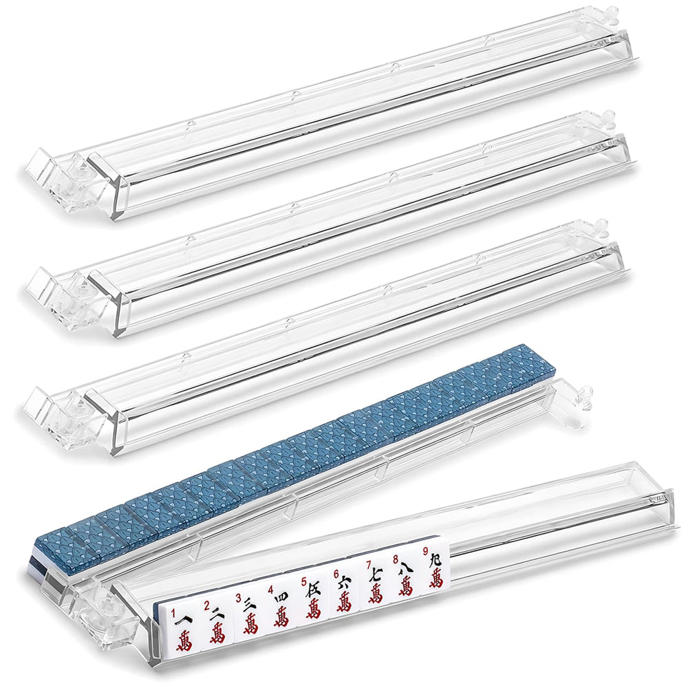 SSFUN Mahjong all-in-one rack and pusher in clear acrylic for easy tile handling.