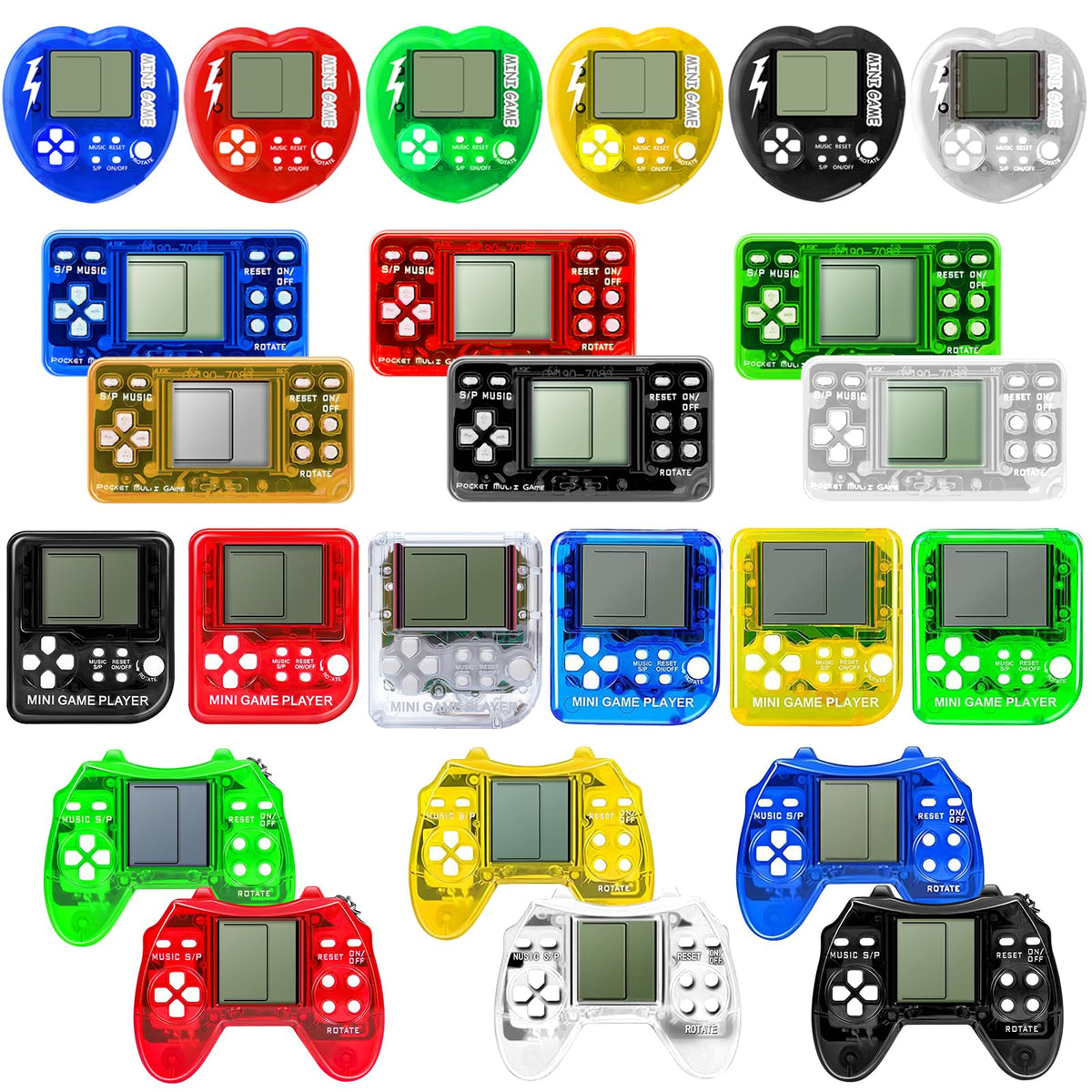SSRMX arcade video game keychain with 24 classics, portable fun for kids