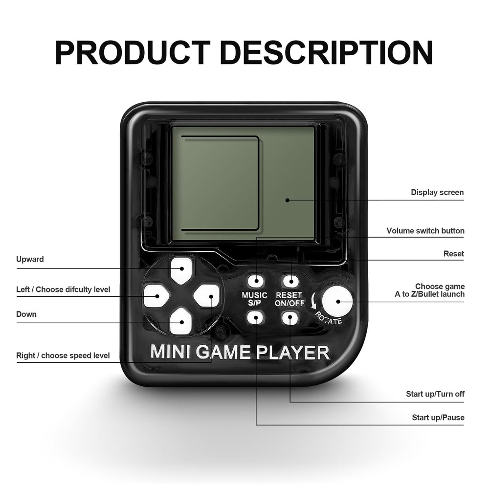 SSRMX mini gamer console keychain displayed as a portable game ready to go