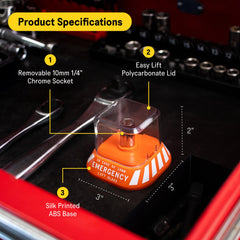 SST Emergency 10mm Socket case open, revealing the secret tool inside for quick access.