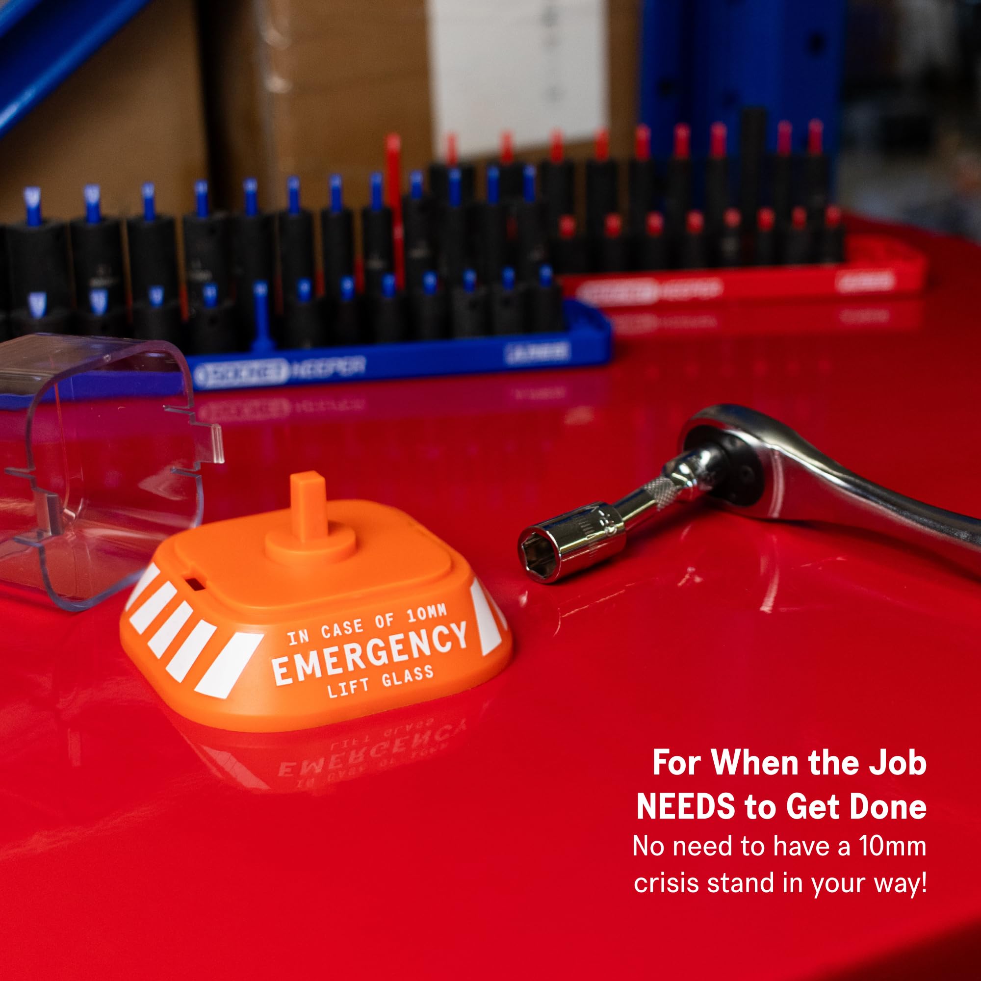 SST Emergency 10mm Socket on a desk, offering a playful yet usable backup tool.