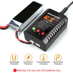 SSUPCHG LiPo charger with XHR plug supports safe, efficient RC battery maintenance.