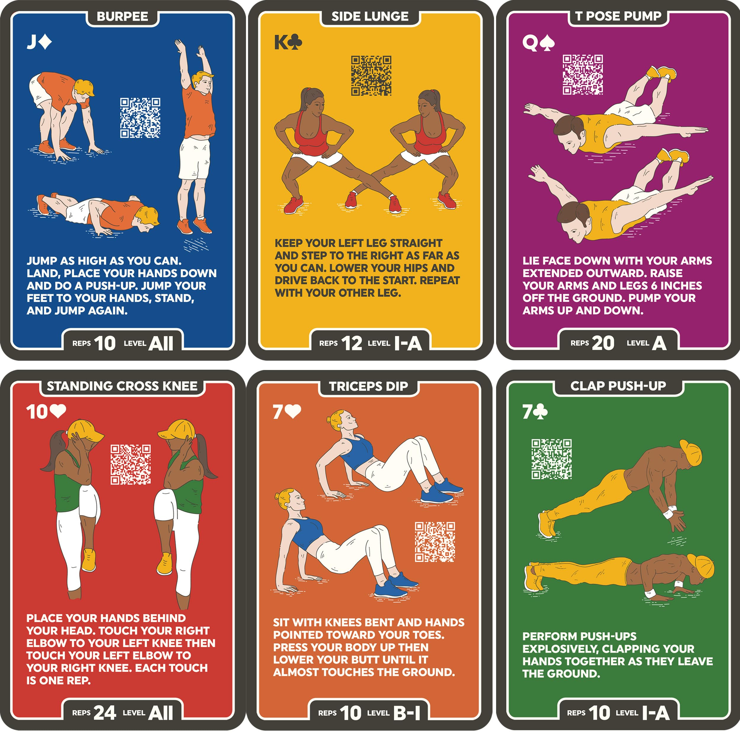 Stack 52 card exercise sample illustrating diverse moves for full-body training