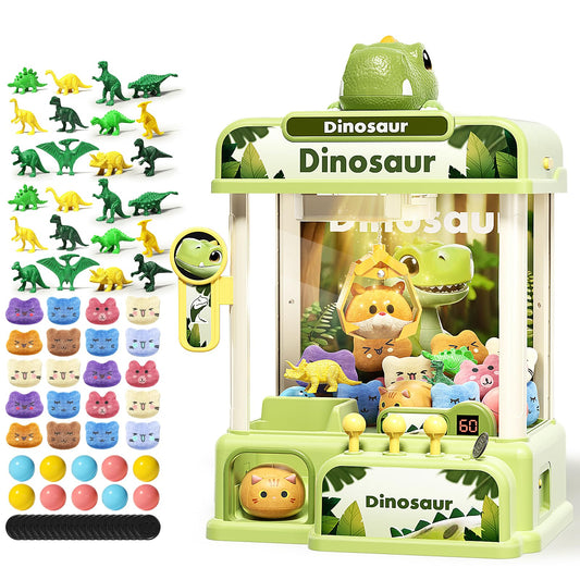 STACTCUTE dinosaur claw machine front view, inviting engaging family play