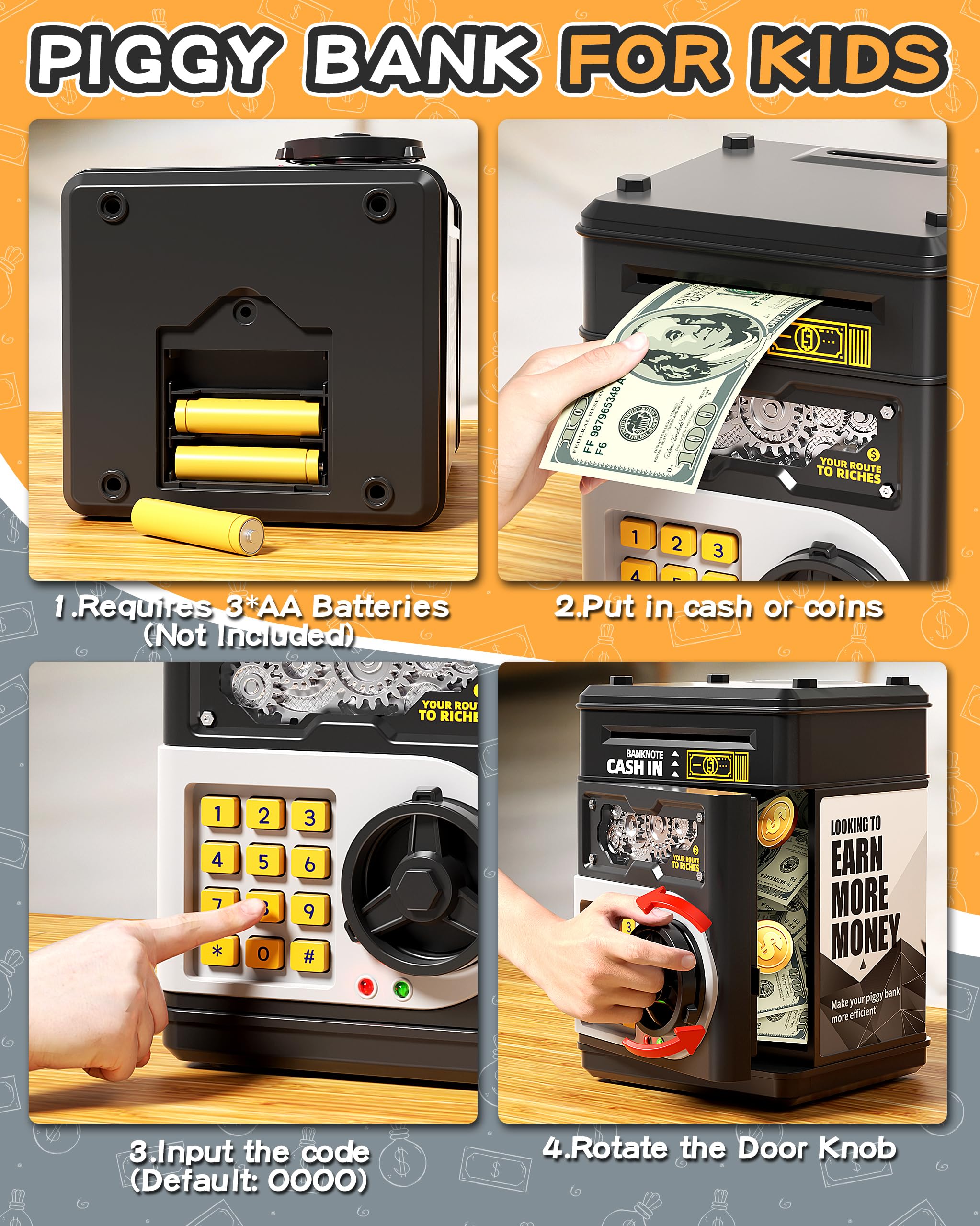 STACTCUTE piggy bank ATM-style slot with interactive money intake.