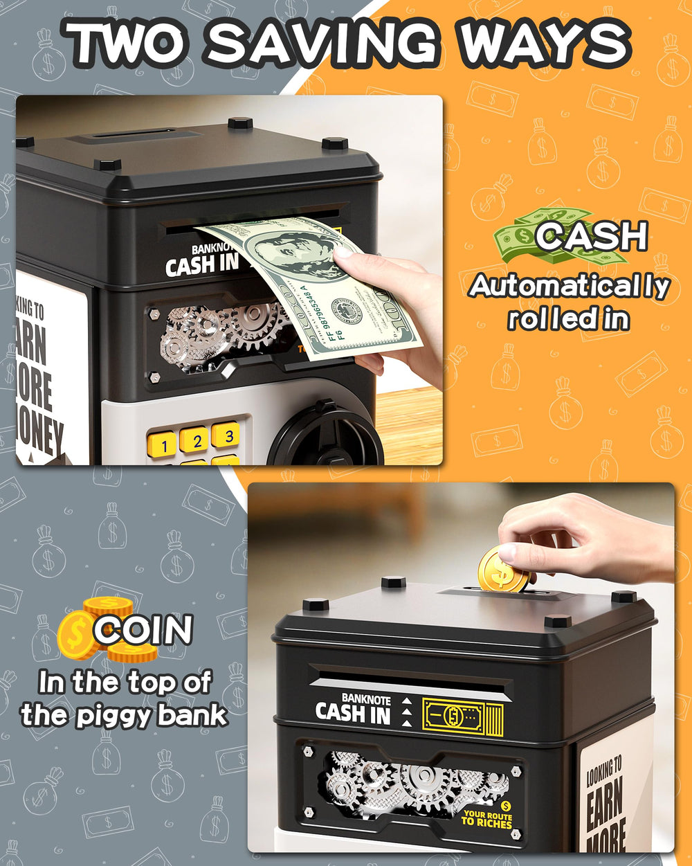 STACTCUTE piggy bank savings tracker cards included for progress fun.