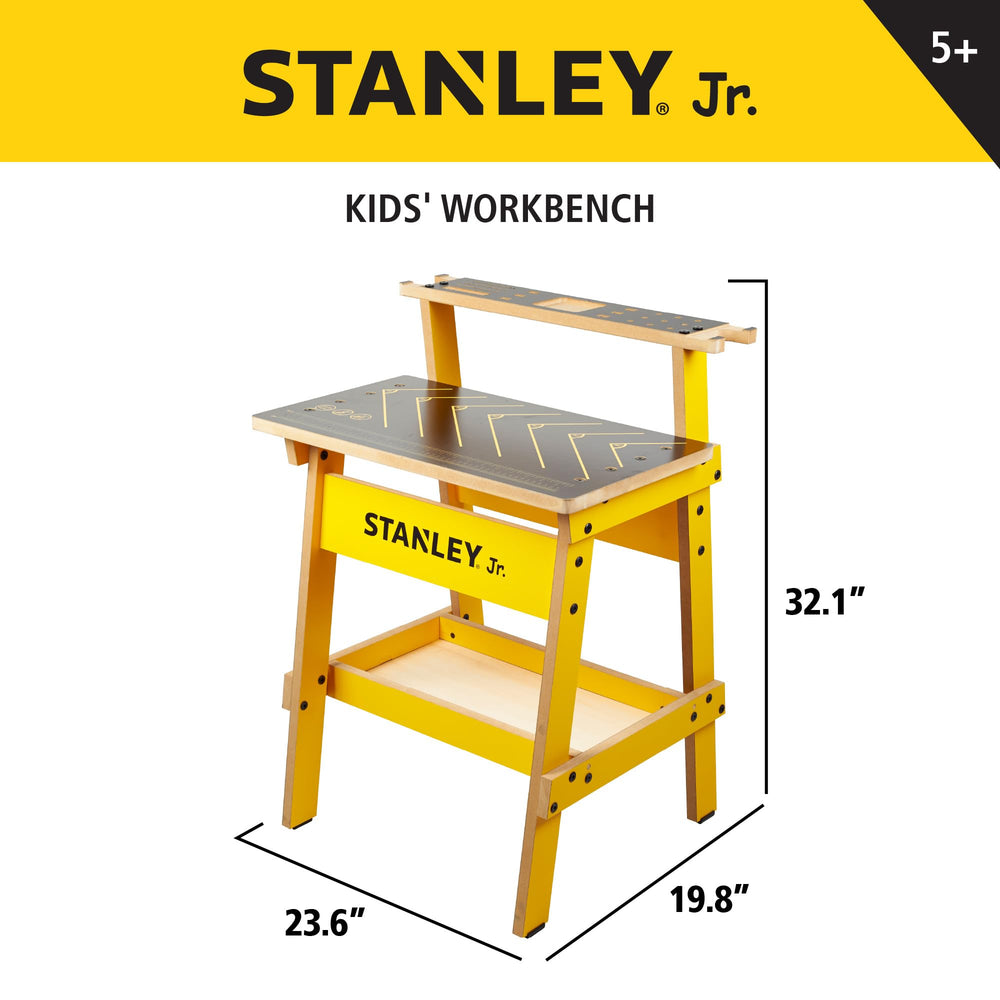 STANLEY Jr. Kids Work Bench tool storage rack included.