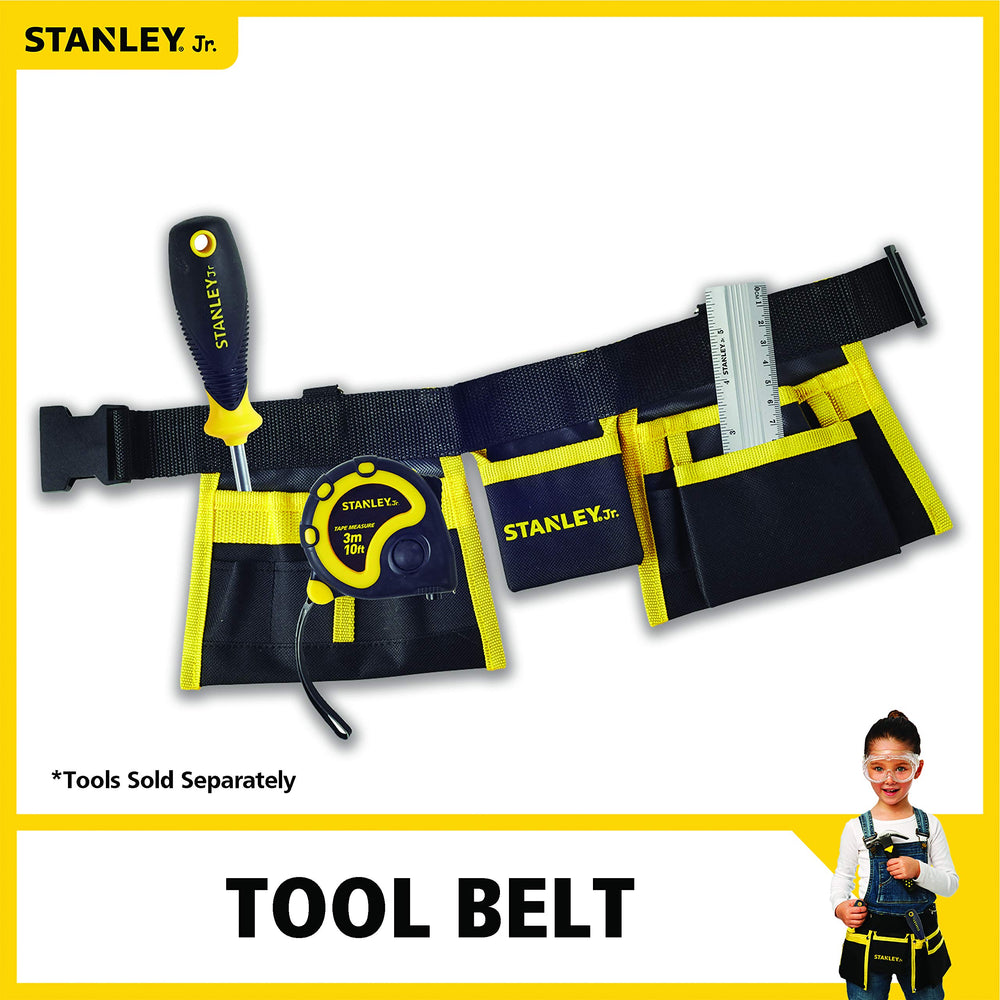 STANLEY Jr. tool belt adjustable strap demonstrates comfortable fit as children grow
