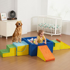 STAOLENE two-stairs module demonstrates climbing practice and imaginative play.