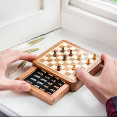 Star International rosewood chess set with drawer open showing premium storage