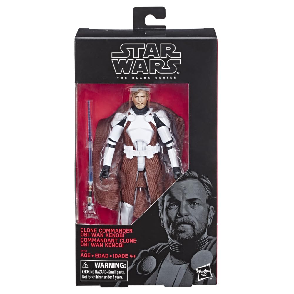 STAR WARS Black Series Clone Commander Obi-Wan Kenobi figure for display on a collector's shelf.