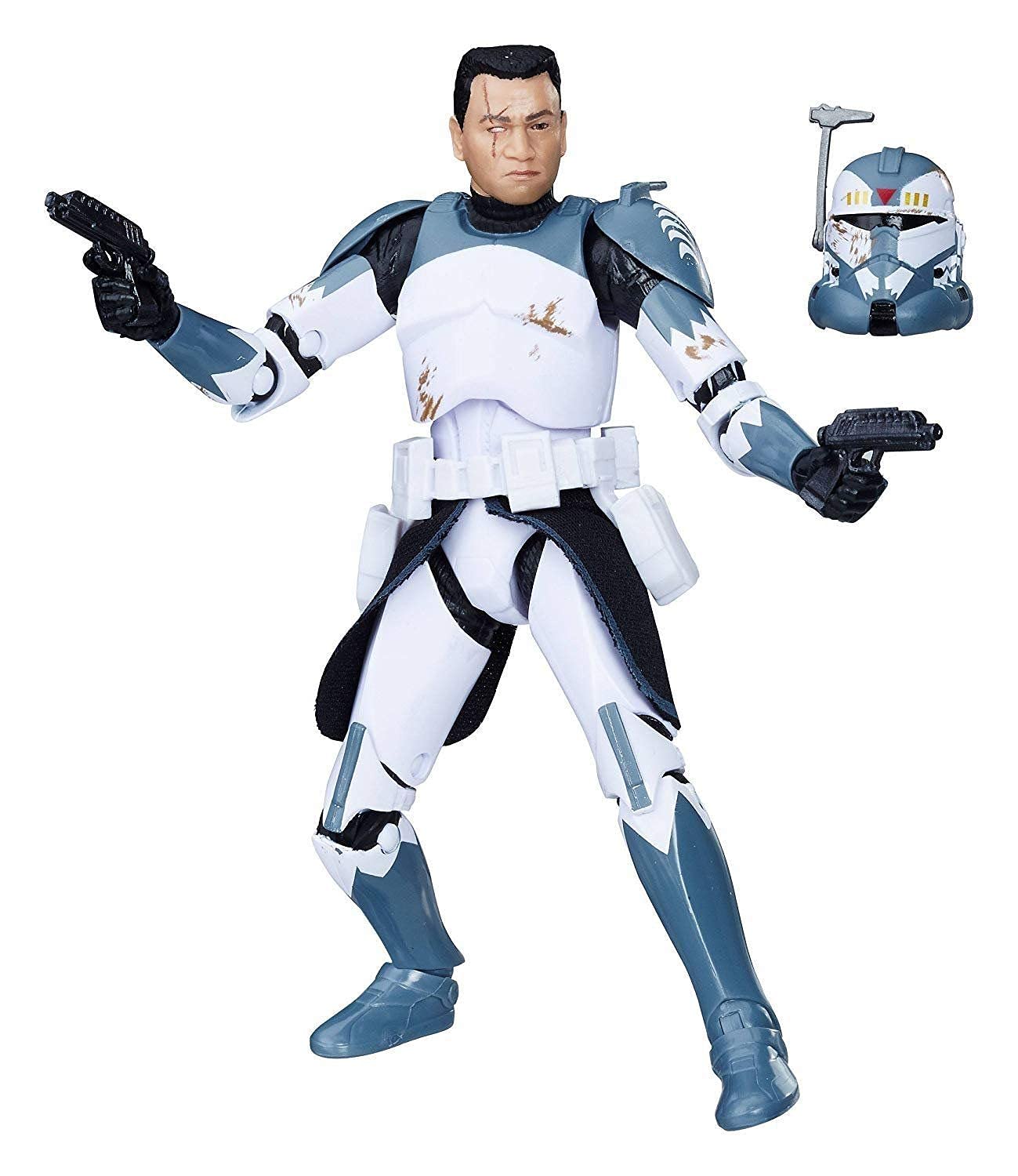 Star Wars Wolffe accessories shown with figure for dynamic posing.