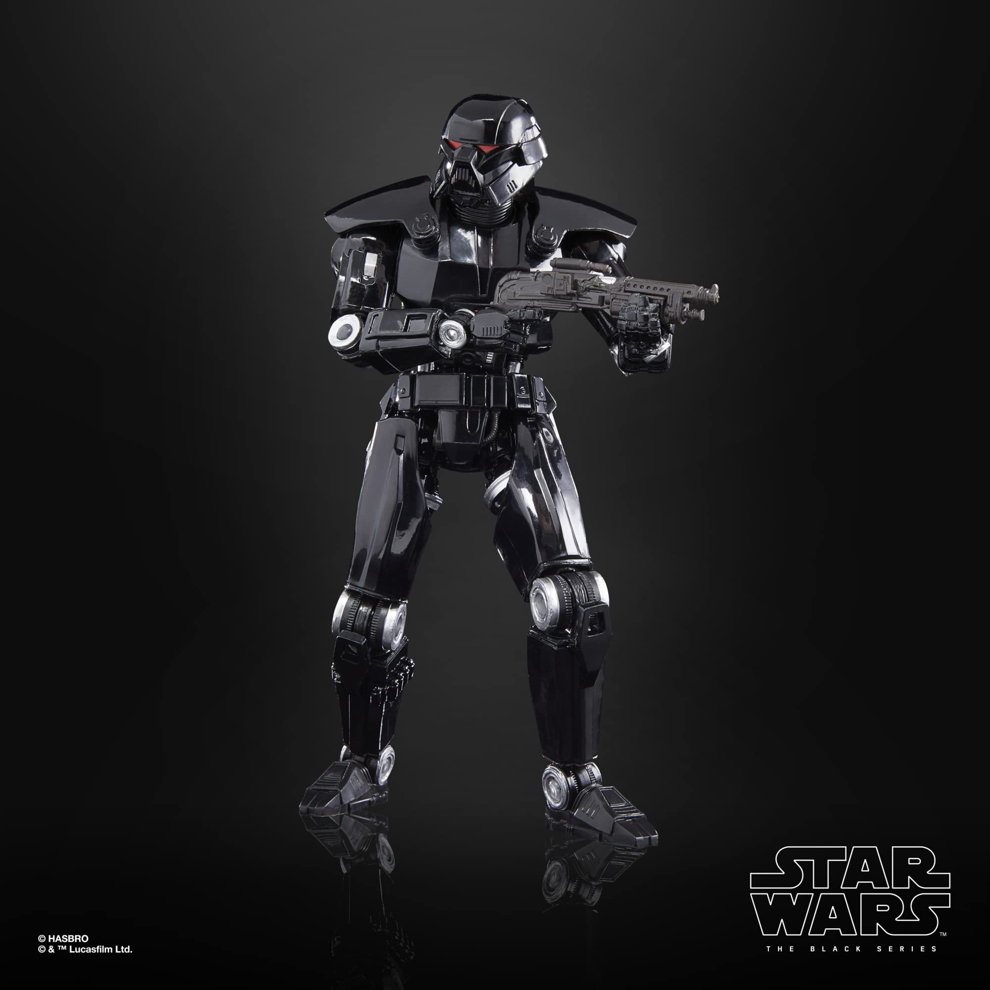 STAR WARS The Black Series Dark Trooper figure on shelf for collectors.
