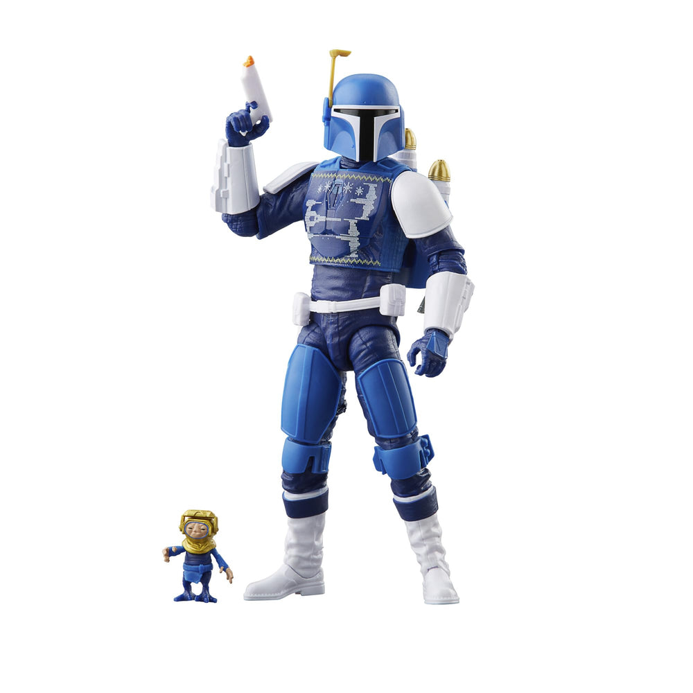 STAR WARS The Black Series Mandalorian Scout Holiday Edition figure front view for display and posing