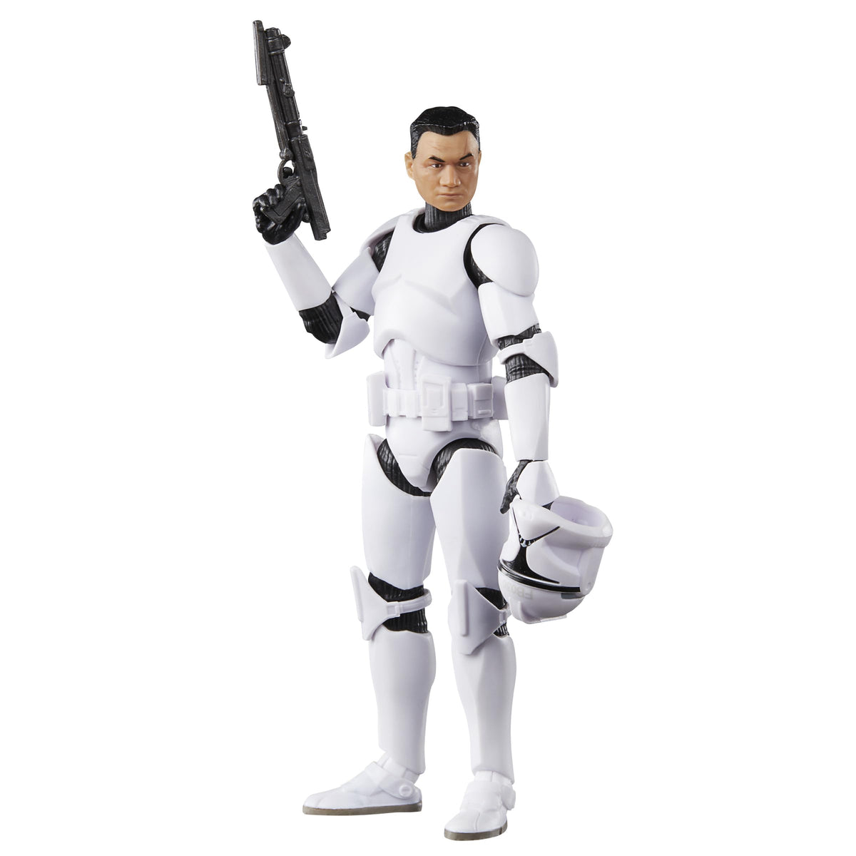 Star Wars Black Series Phase I Clone Trooper figure with 6-inch scale for display.