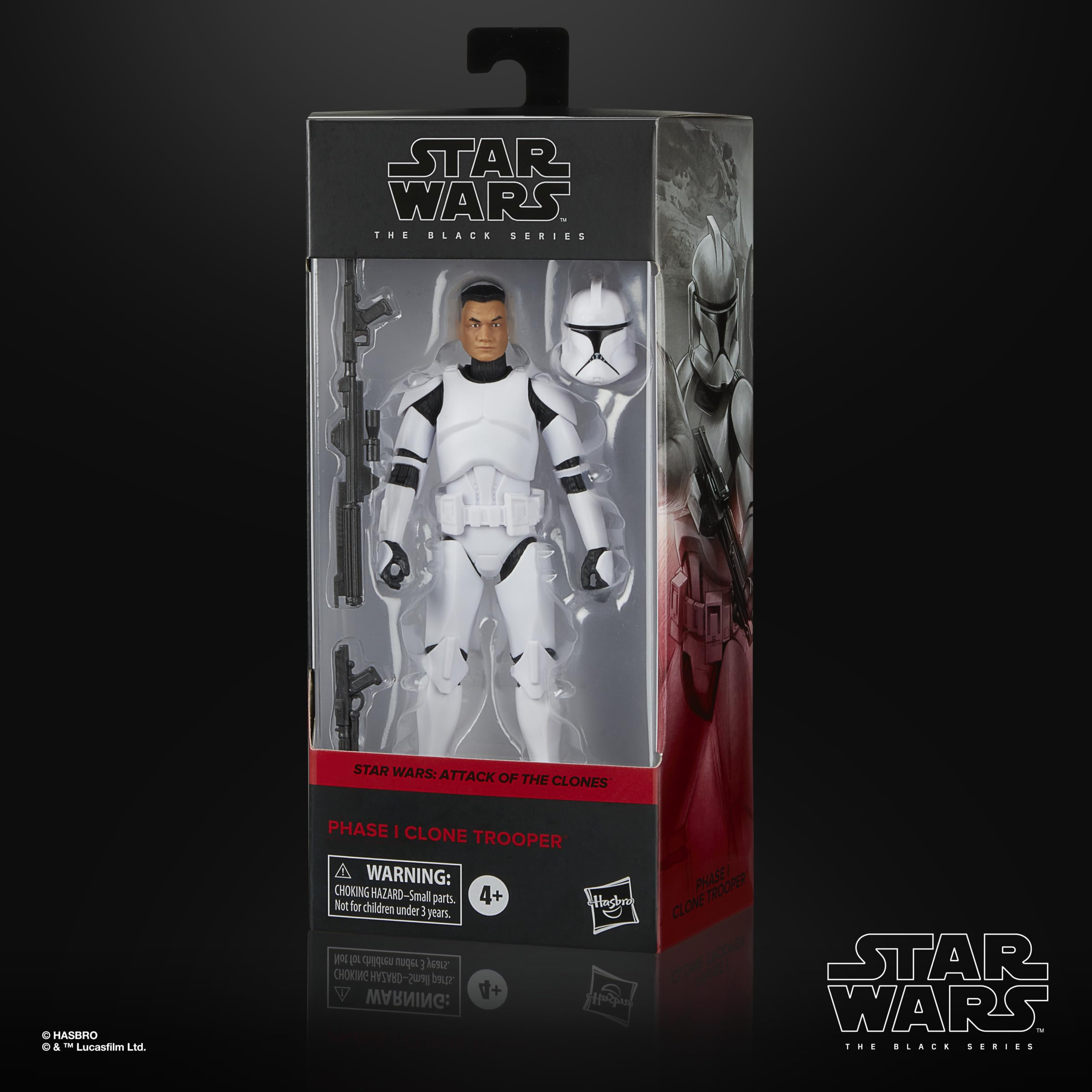 Star Wars Black Series Phase I Clone Trooper with removable helmet for customization.