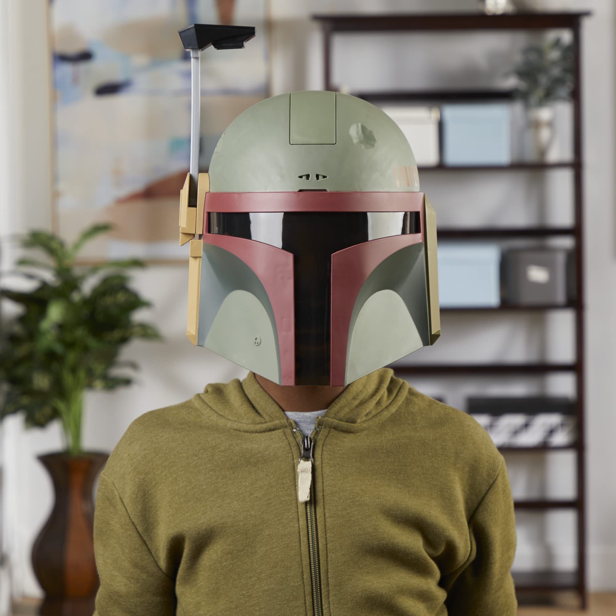 Star Wars Boba Fett child wearing mask showcases fun safe playtime.