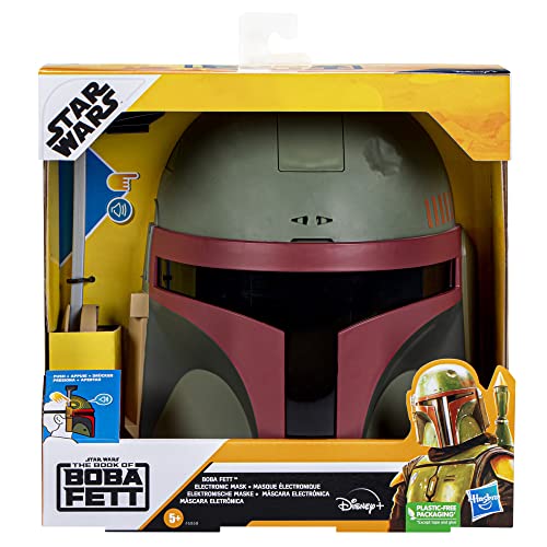 Star Wars Boba Fett mask side button press for realistic sound effects and action moments.