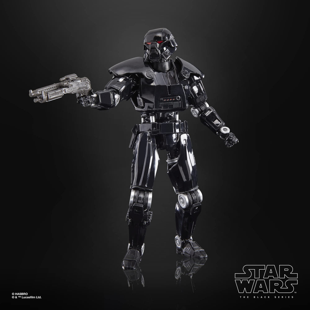 STAR WARS The Black Series Dark Trooper close-up deco highlights armored finish.