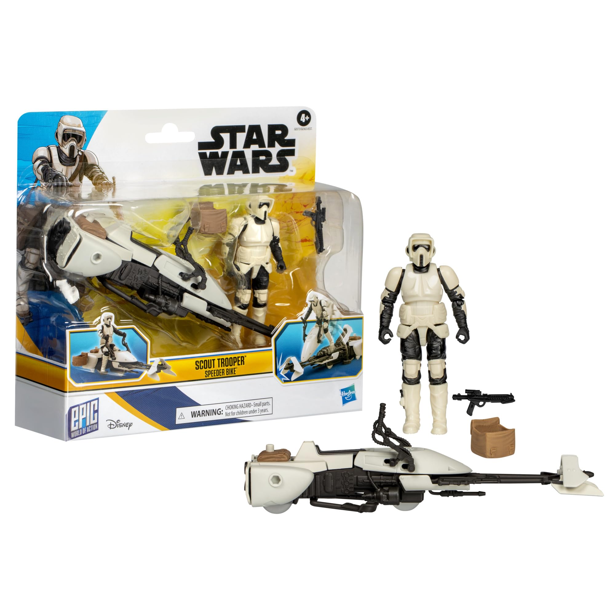 Star Wars Epic World of Action Scout Trooper on speeder bike promotes dynamic imaginative play.