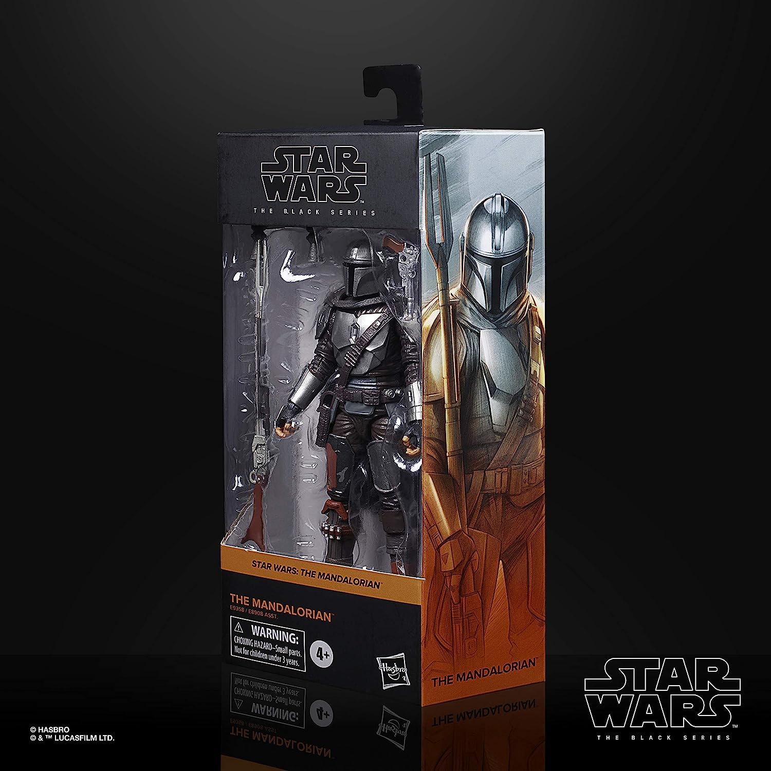 Close-up of beskar armor detailing on STAR WARS The Mandalorian Black Series figure.