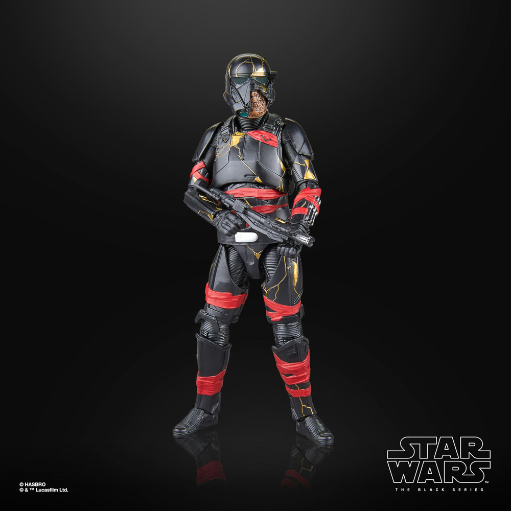 STAR WARS Night Trooper cracked helmet detail highlights series-inspired deco for display.