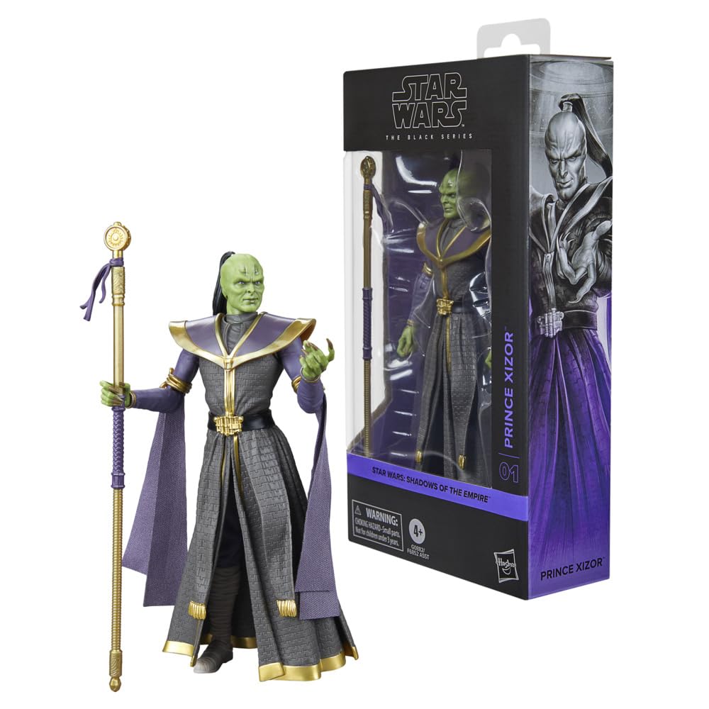 Prince Xizor figure front view with premium deco for display.