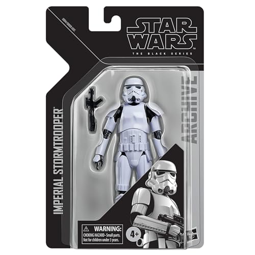 STAR WARS The Black Series Imperial Stormtrooper with blaster accessory for authentic display.