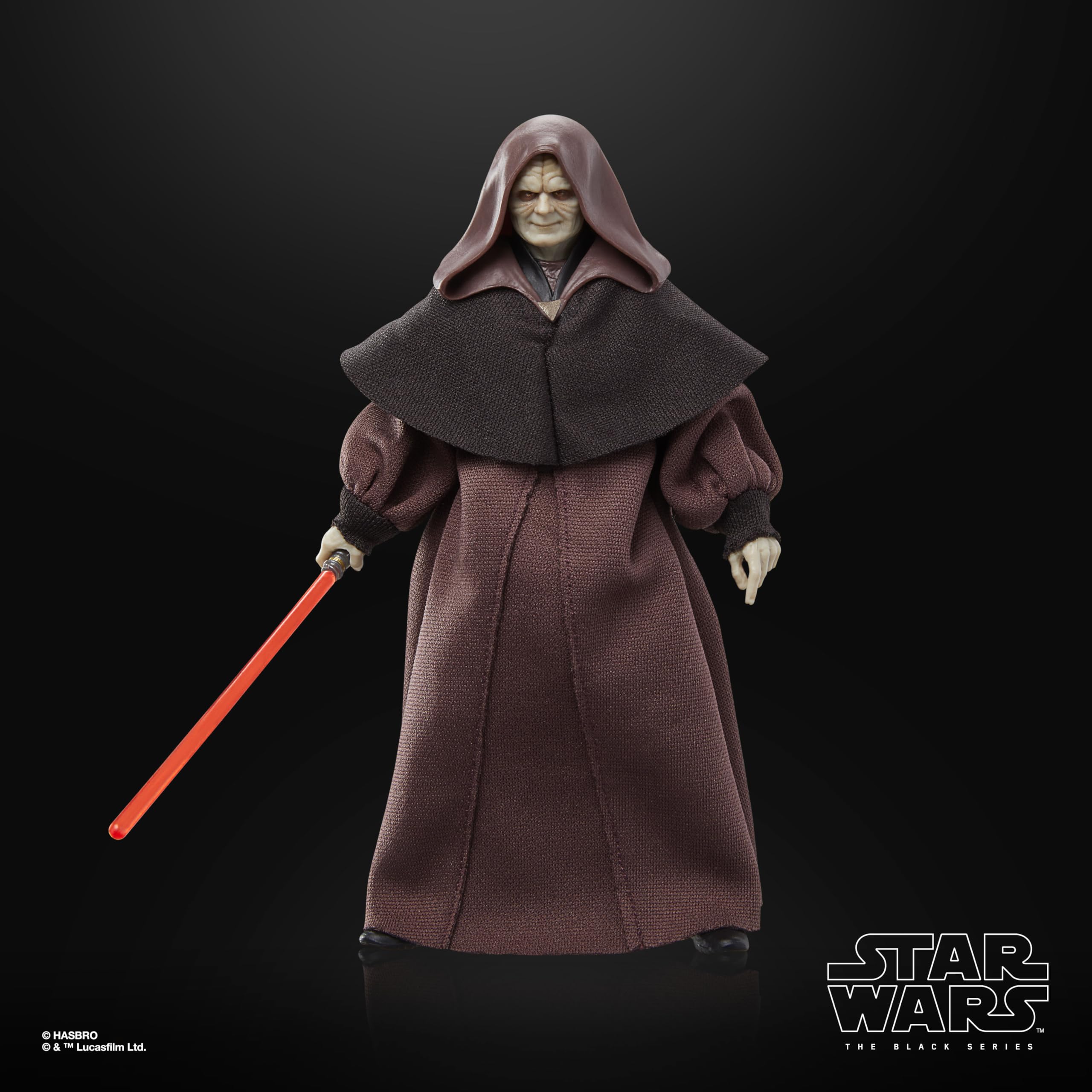Star Wars The Black Series Darth Sidious with lightsaber for authentic display