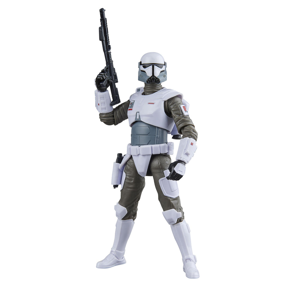 Star Wars The Black Series Imperial Armored Commando front view for display.
